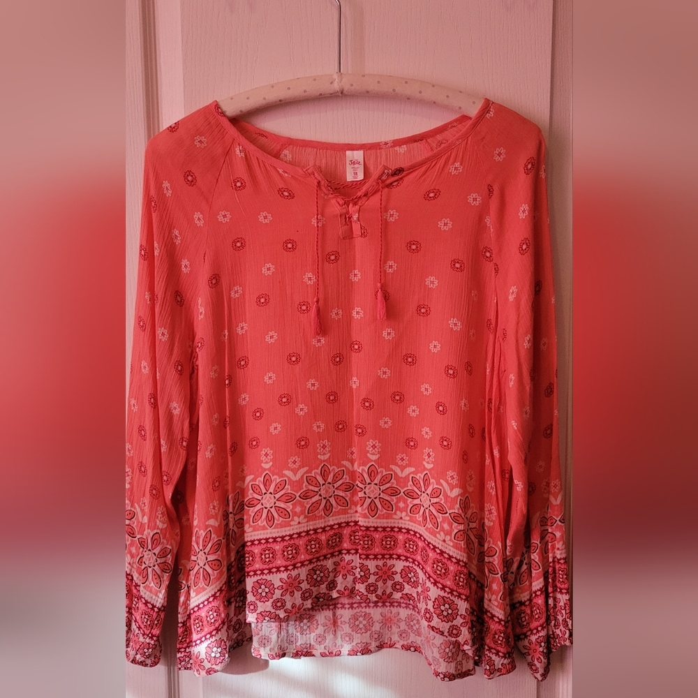 Coral tunic with floral print